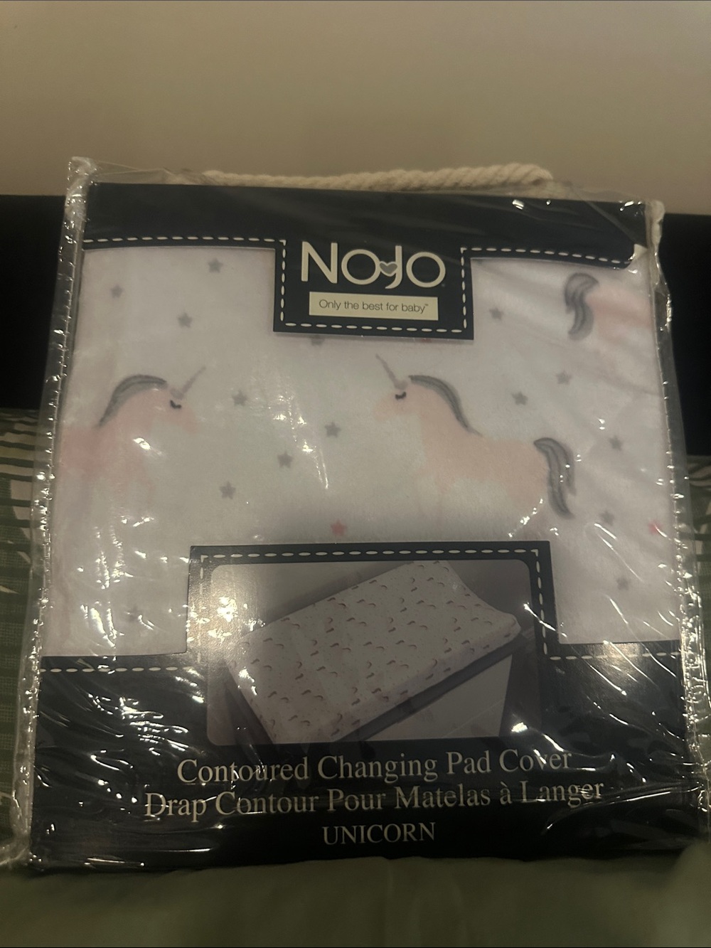 NoJo Unicorn Contoured Changing Pad Cover - White with Pink Accents